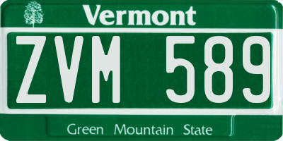 VT license plate ZVM589