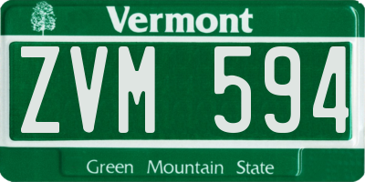 VT license plate ZVM594