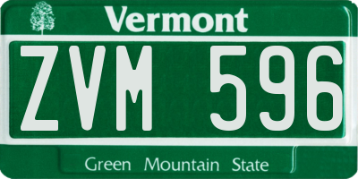 VT license plate ZVM596