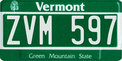 VT license plate ZVM597