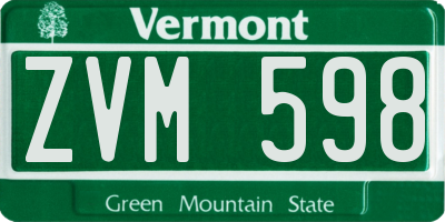 VT license plate ZVM598