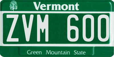 VT license plate ZVM600
