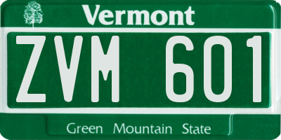 VT license plate ZVM601