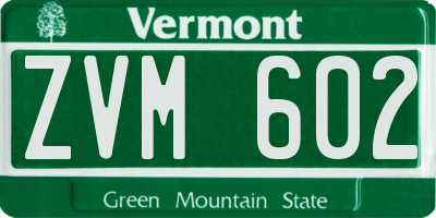 VT license plate ZVM602