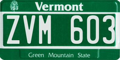 VT license plate ZVM603