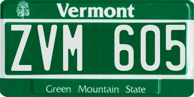 VT license plate ZVM605