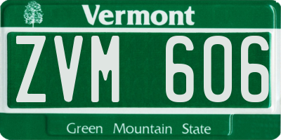 VT license plate ZVM606