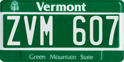 VT license plate ZVM607