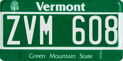 VT license plate ZVM608
