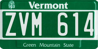 VT license plate ZVM614