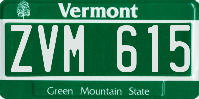 VT license plate ZVM615
