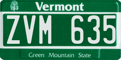 VT license plate ZVM635