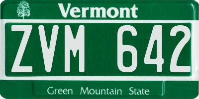 VT license plate ZVM642