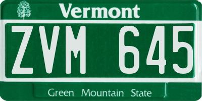 VT license plate ZVM645