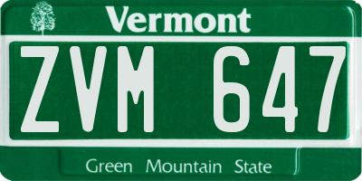 VT license plate ZVM647