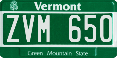 VT license plate ZVM650