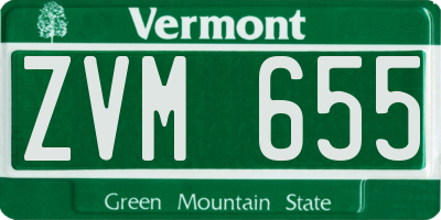 VT license plate ZVM655