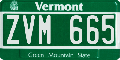 VT license plate ZVM665