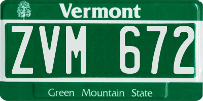 VT license plate ZVM672