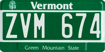 VT license plate ZVM674
