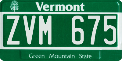 VT license plate ZVM675