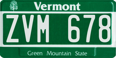 VT license plate ZVM678