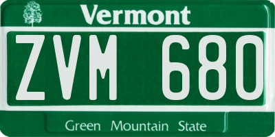 VT license plate ZVM680