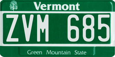 VT license plate ZVM685
