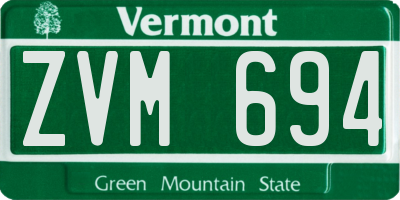 VT license plate ZVM694
