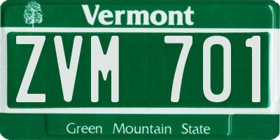VT license plate ZVM701