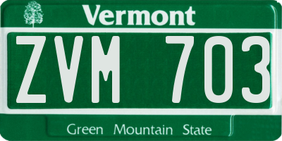 VT license plate ZVM703