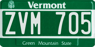 VT license plate ZVM705