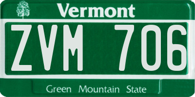 VT license plate ZVM706