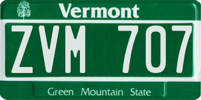 VT license plate ZVM707