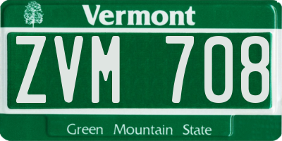 VT license plate ZVM708