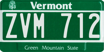 VT license plate ZVM712