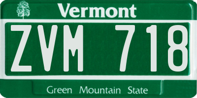 VT license plate ZVM718