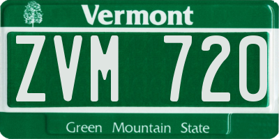 VT license plate ZVM720