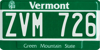VT license plate ZVM726