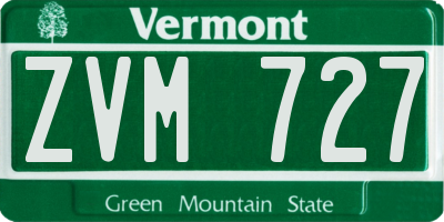 VT license plate ZVM727