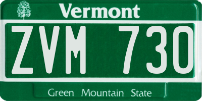 VT license plate ZVM730