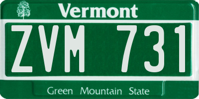 VT license plate ZVM731
