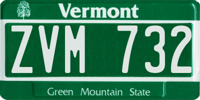 VT license plate ZVM732