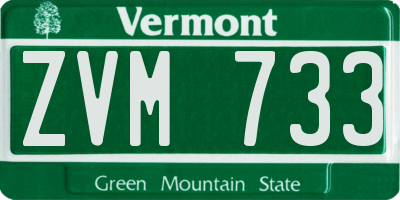 VT license plate ZVM733