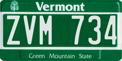 VT license plate ZVM734