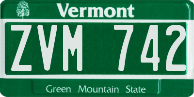 VT license plate ZVM742