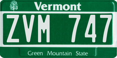 VT license plate ZVM747