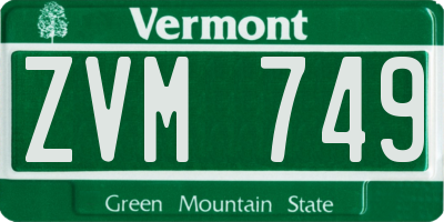 VT license plate ZVM749