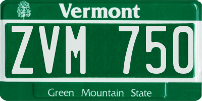 VT license plate ZVM750