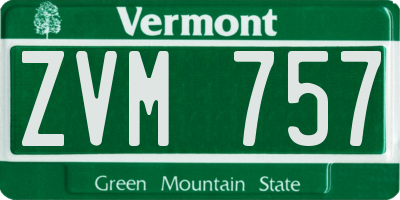 VT license plate ZVM757